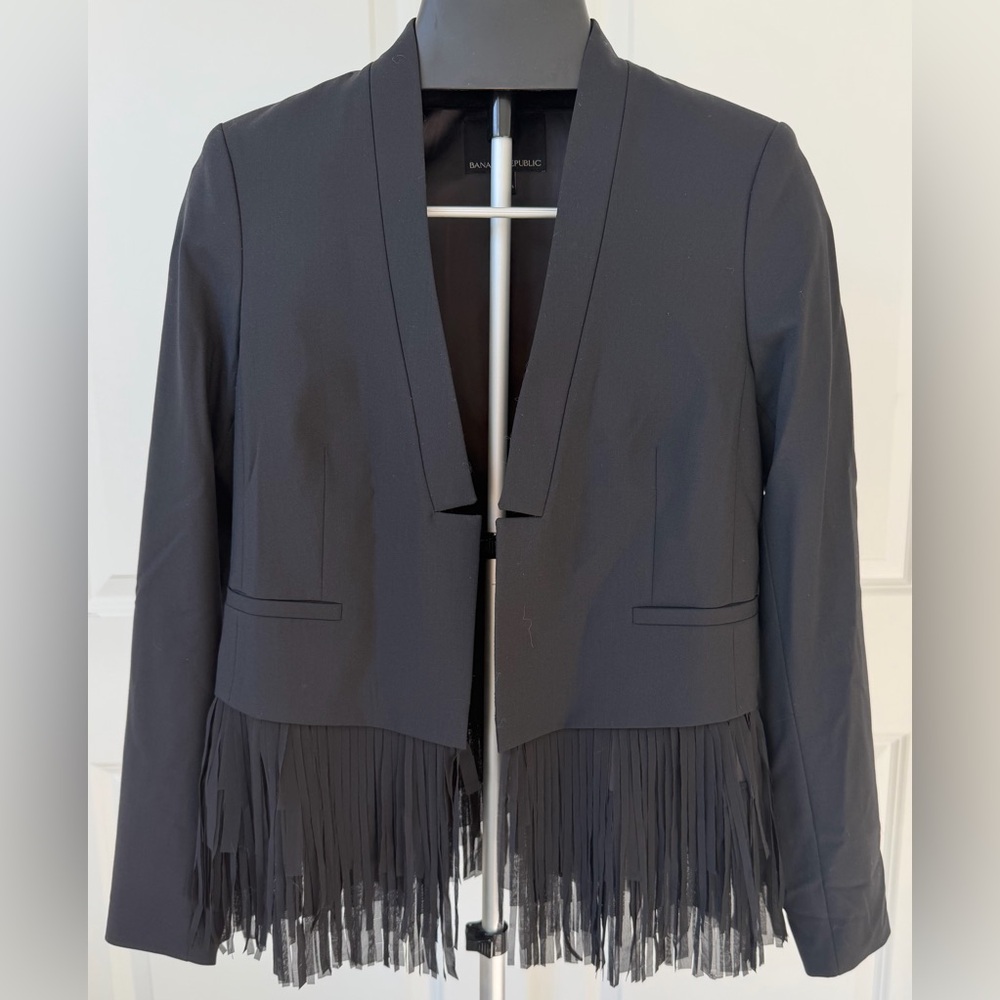 Banana Republic Black Fringe Hem Blazer